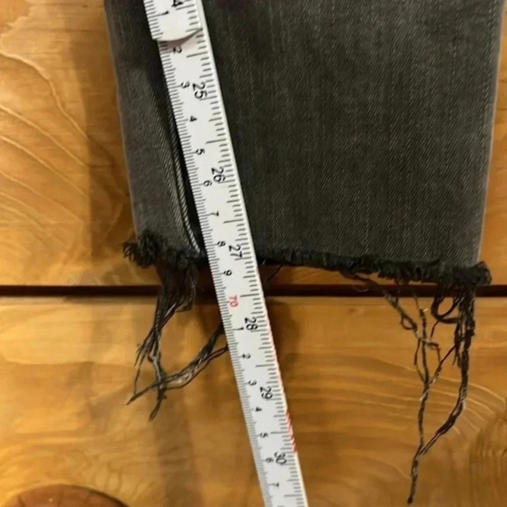 Frame Denim High Rise Skinny Jeans Grey Frayed Raw Hem Ankle Slit 27  Edgy Grung - Picture 4 of 12